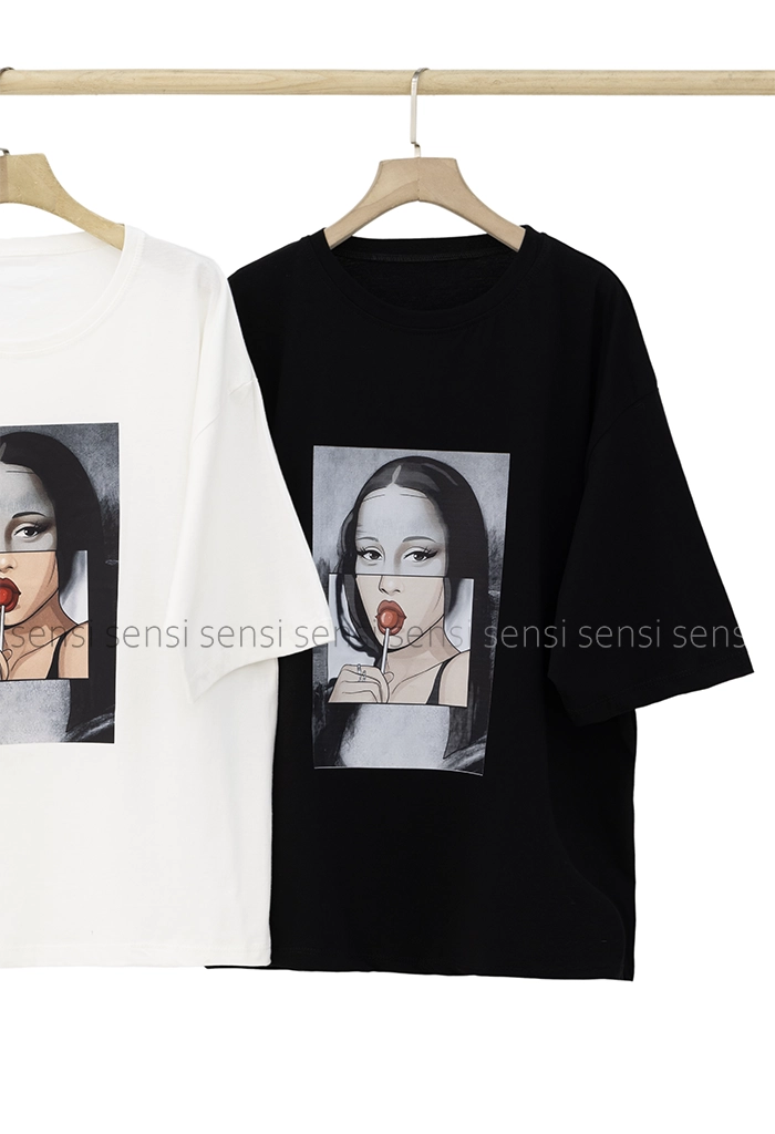 تیشرت زنانه چاپی مونالیزاکد1006294